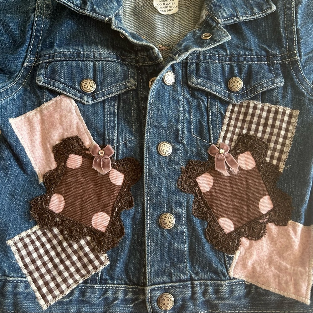 OSHKOSH jillybean Bebe baby girl blue denim patchwork jacket size 18 months - Picture 11 of 13